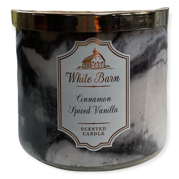 Bath & Body Works *White Barn* Cinnamon Spiced Vanilla 3-wick Candle 14.5 oz - Picture 1 of 4